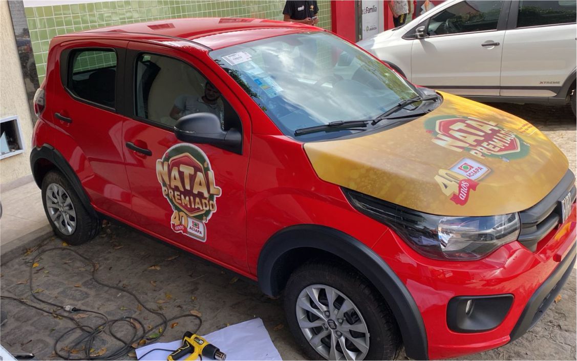 Envelopamento promocional da campanha Natal Premiado ACIAPA